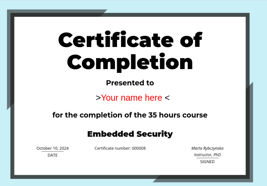 Certificate of Completion